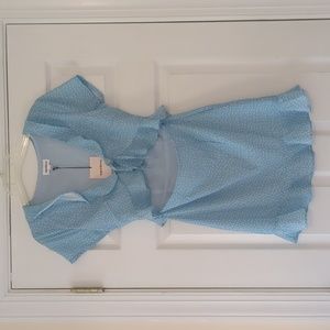 Superdown blue ruffle mini dress with cutout at waist